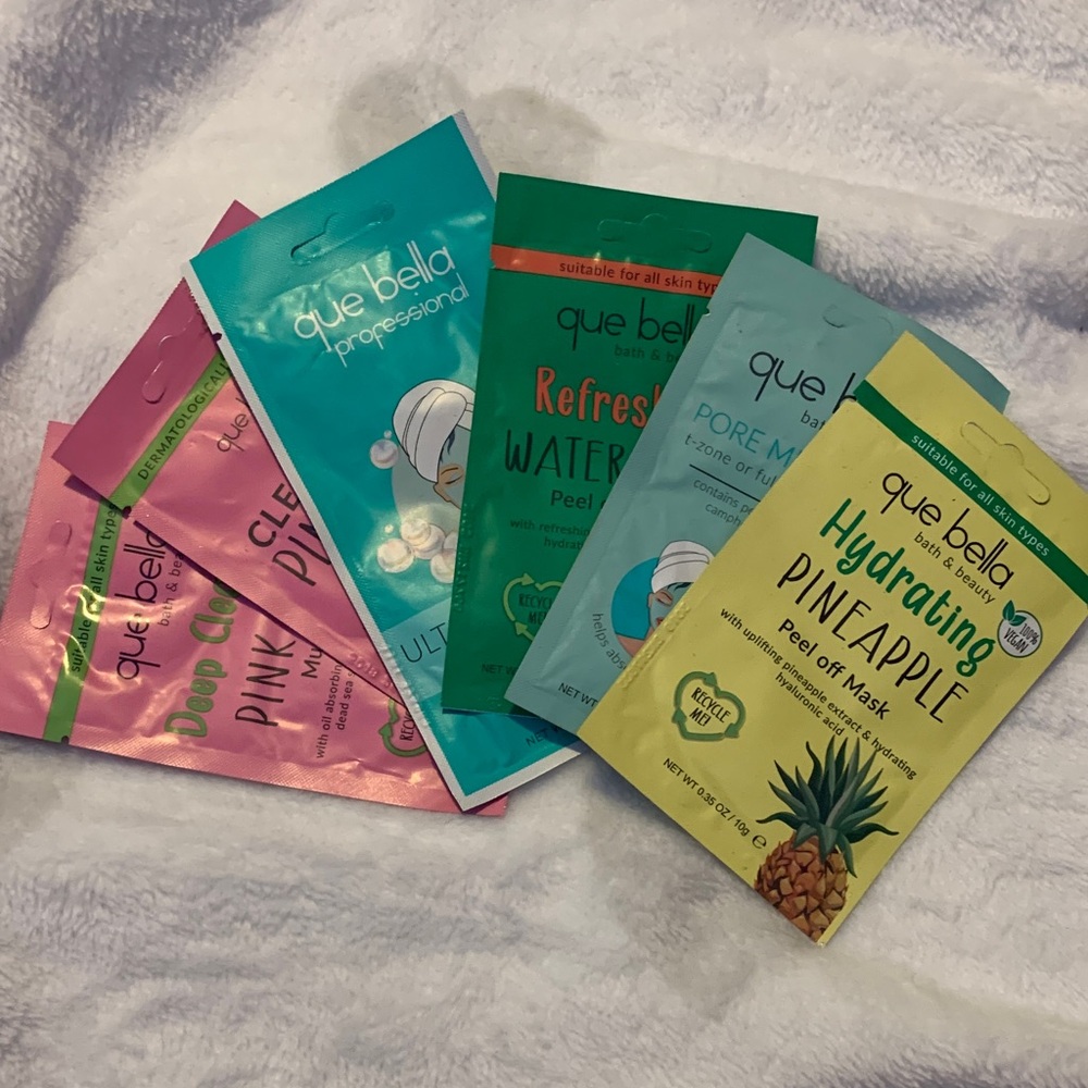 Skincare Set Of 6 - Peel off, mud masks, birch leaf - Pink, Blue, Yellow, Green